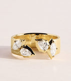 Jade Trau Poppy Open Band ring yellow gold diamonds 6mm - British product