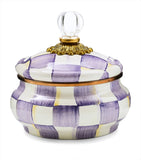 MacKenzie-Childs Violet Check Squashed Pot 12cm - British product