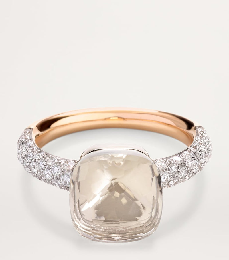 Pomellato Nudo Classic ring rose gold diamond topaz, imported from the UK