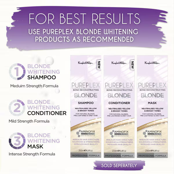 Pureplex blonde whitening shampoo, imported from the UK