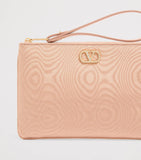 Valentino Garavani small moiré pouch with crystal VLogo, imported from the UK