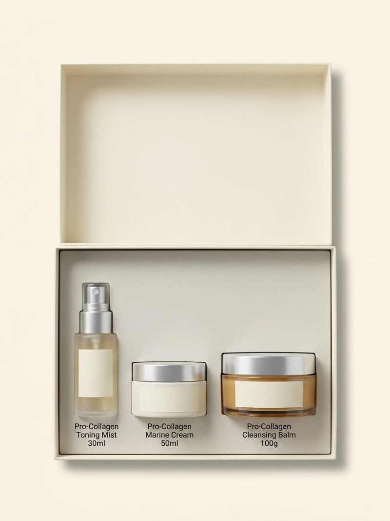 Elemis Pro-Collagen gift set with cleansing balm, toning mist, marine cream, UK version