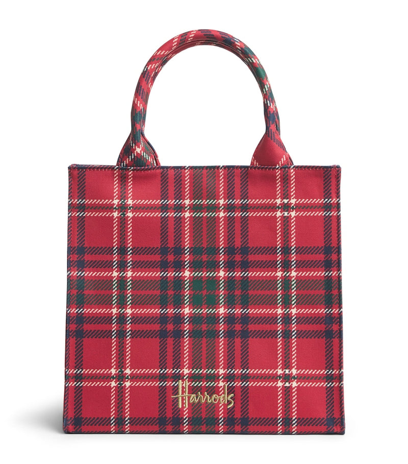 Harrods small tartan tote bag cotton canvas - British product
