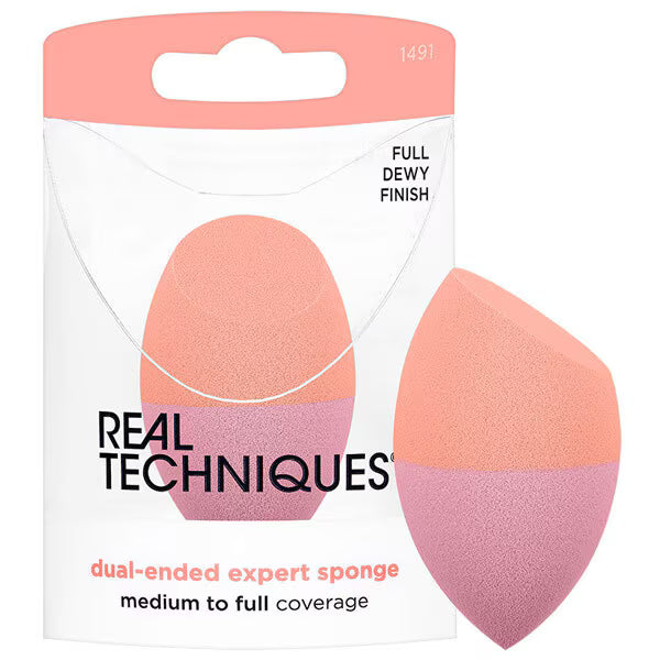Real Techniques Dual-Ended Expert makeup sponge, imported from the UK