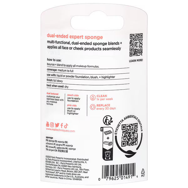 Real Techniques Dual-Ended Expert makeup sponge, imported from the UK