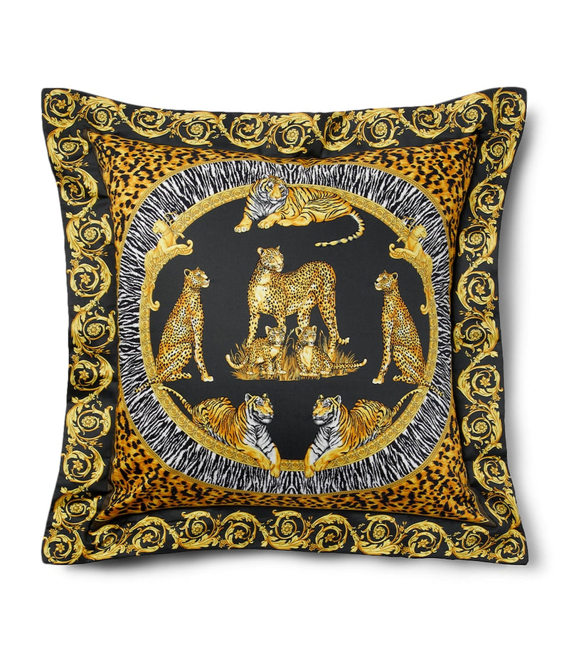 Versace Cotton-Satin Wild Cats cushion 60cm x 60cm (British brand)