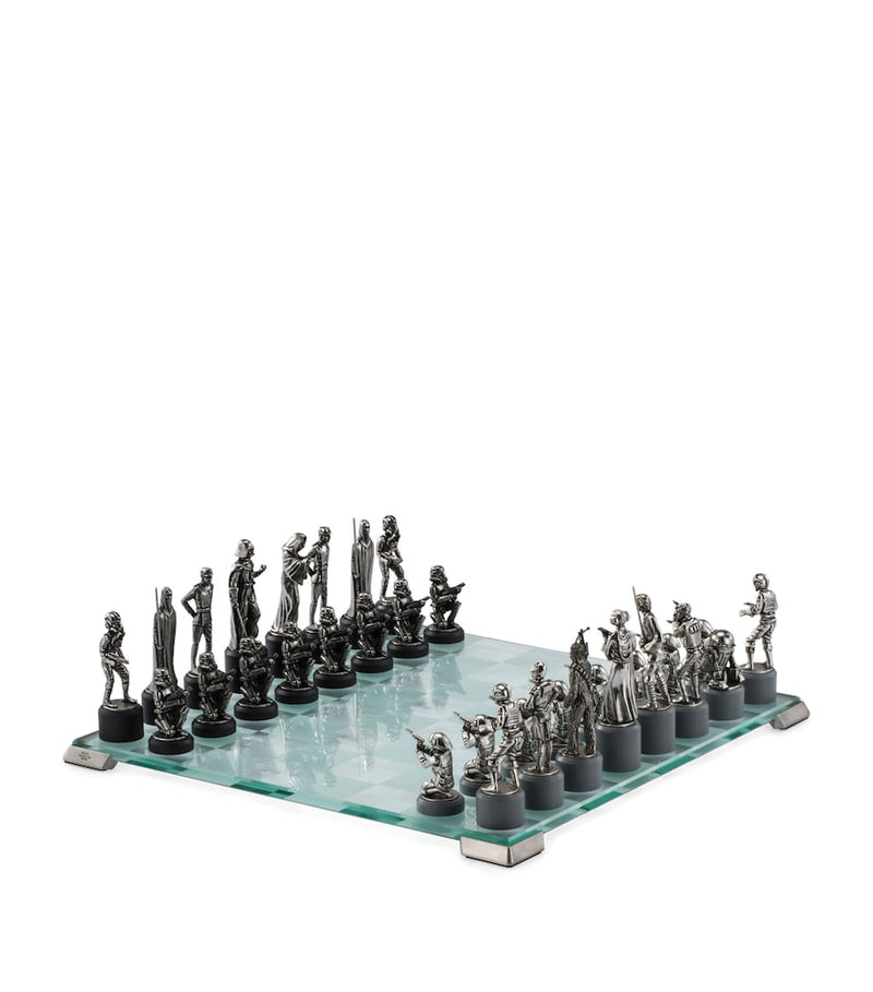 Royal Selangor Star Wars chess set pewter glass board (British brand)