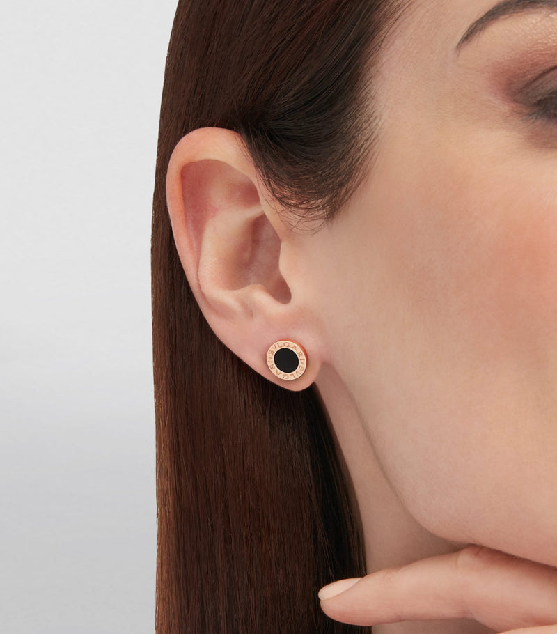 Bvlgari rose gold and onyx single stud earring - British product