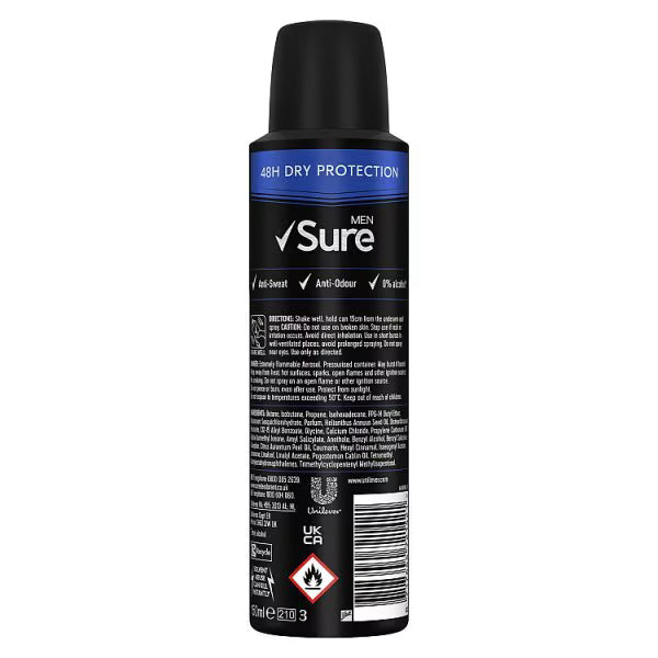 Sure Men Invisible Ice Fresh Anti-Perspirant Spray 150 ml (British brand)