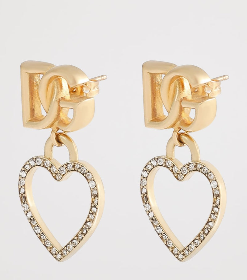 Dolce&Gabbana logo heart earrings gold-tone small, imported from the UK