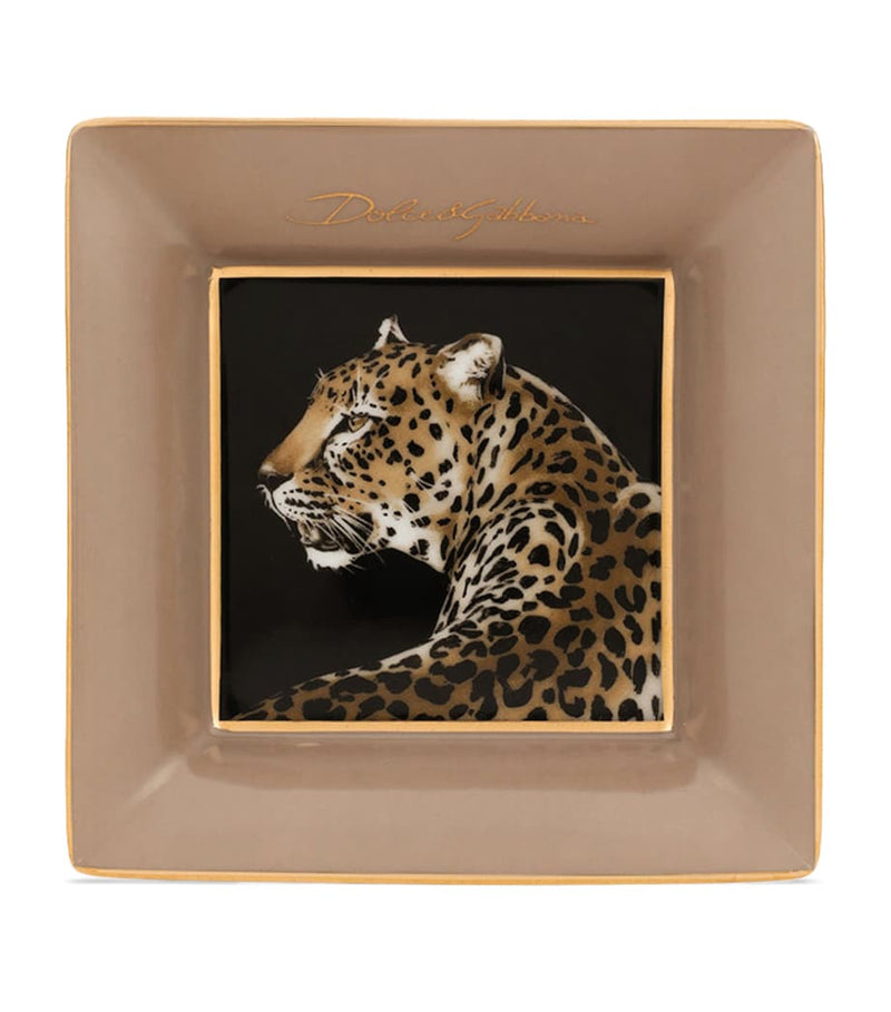Dolce&Gabbana Casa Leopard decorative square porcelain plates set of 3 10cm - British product