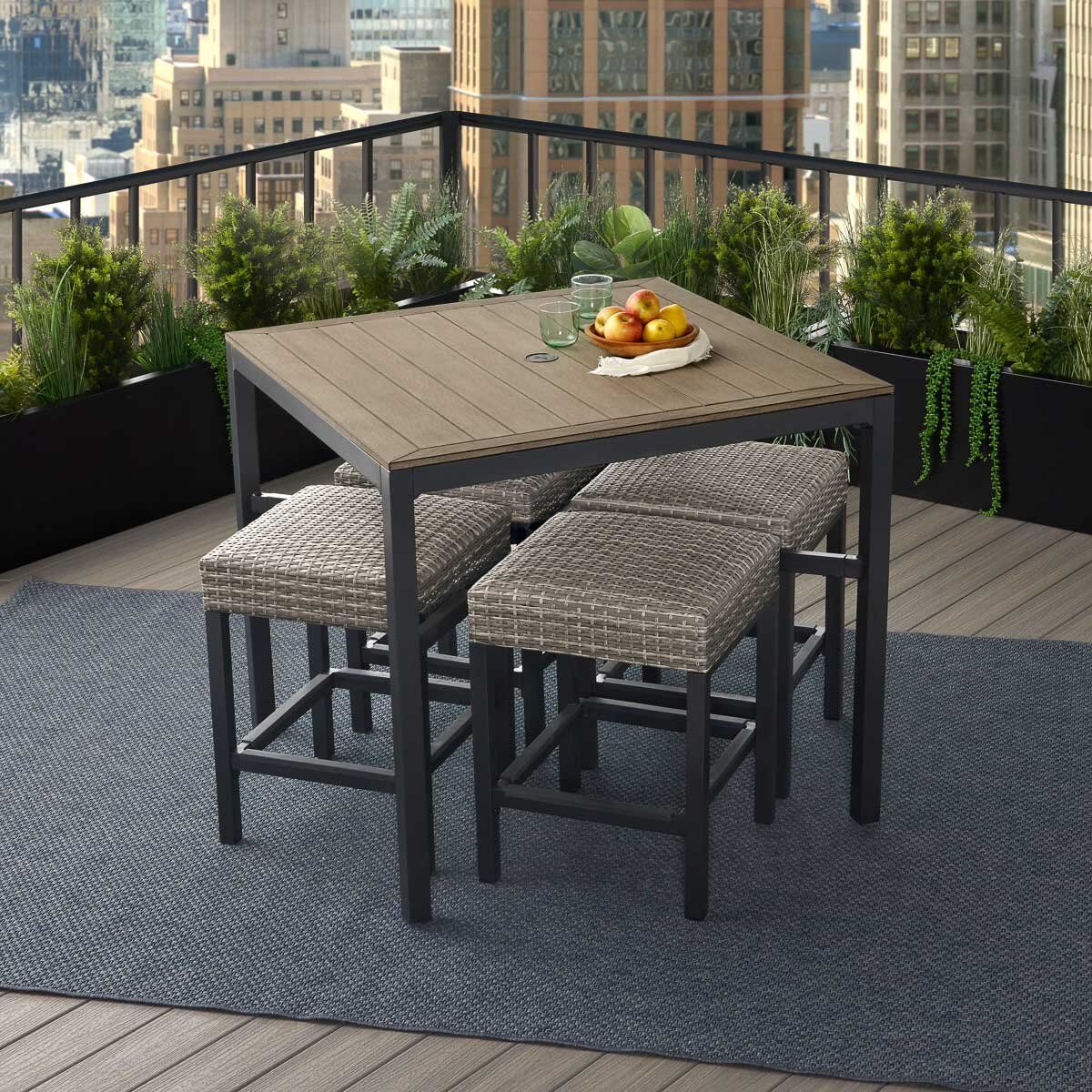 Agio Winlock 5 Piece Woven High Dining Set + Cover - McGrocer