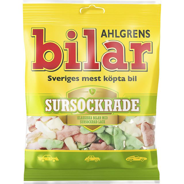 Ahlgrens Bilar Sursockrade Sour Soft Chewy Marshmallow Cars 100g - McGrocer