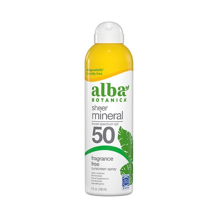 Alba Botanica Sheer Mineral Fragrance Free Sunscreen Spray SPF50 148ml - McGrocer