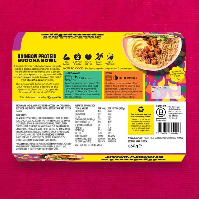 allplants Rainbow Protein Buddha Bowl for 1 360g - McGrocer
