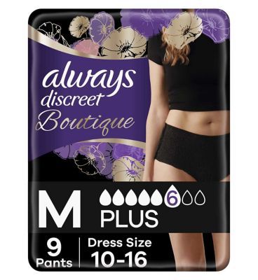 Always Discreet Boutique Incontinence Pants Low-Rise Medium Black x9 - McGrocer