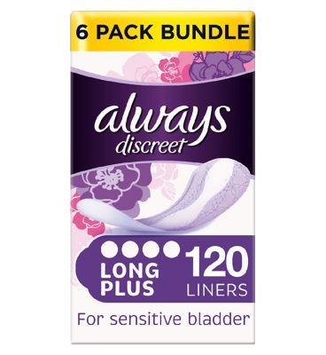 Always Discreet Incontinence Liners Long Plus - 120 Liners (6 pack bundle) - McGrocer