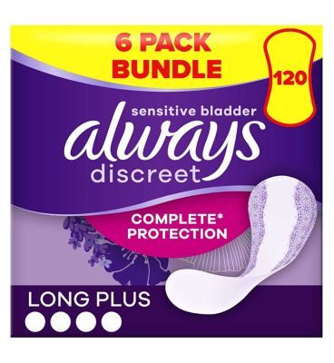 Always Discreet Incontinence Liners Long Plus - 120 Liners (6 pack bundle) - McGrocer