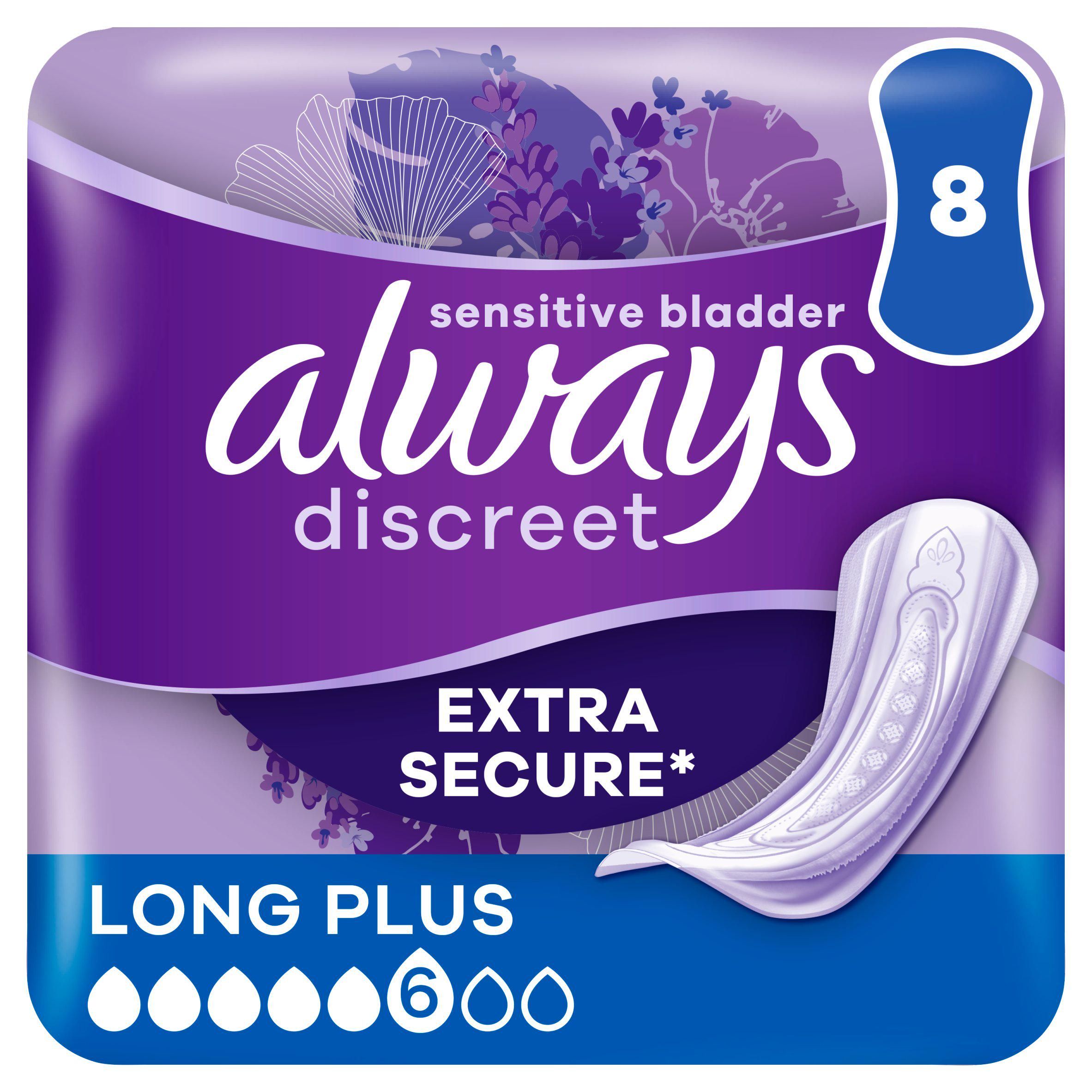 Always Discreet Incontinence Pads+ Long Plus For Sensitive Bladder x8 - McGrocer