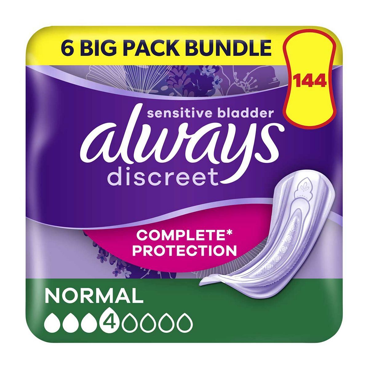 Always Discreet Incontinence Pads Normal - 144 pads (6 pack bundle) - McGrocer