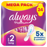 Always Platinum Long Plus (Size 2) Sanitary Towels Wings x24 - McGrocer