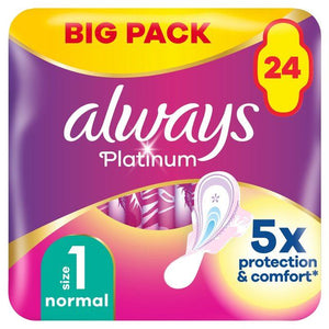Always Platinum Normal Sanitary Towels Wings Size 1 24 per pack