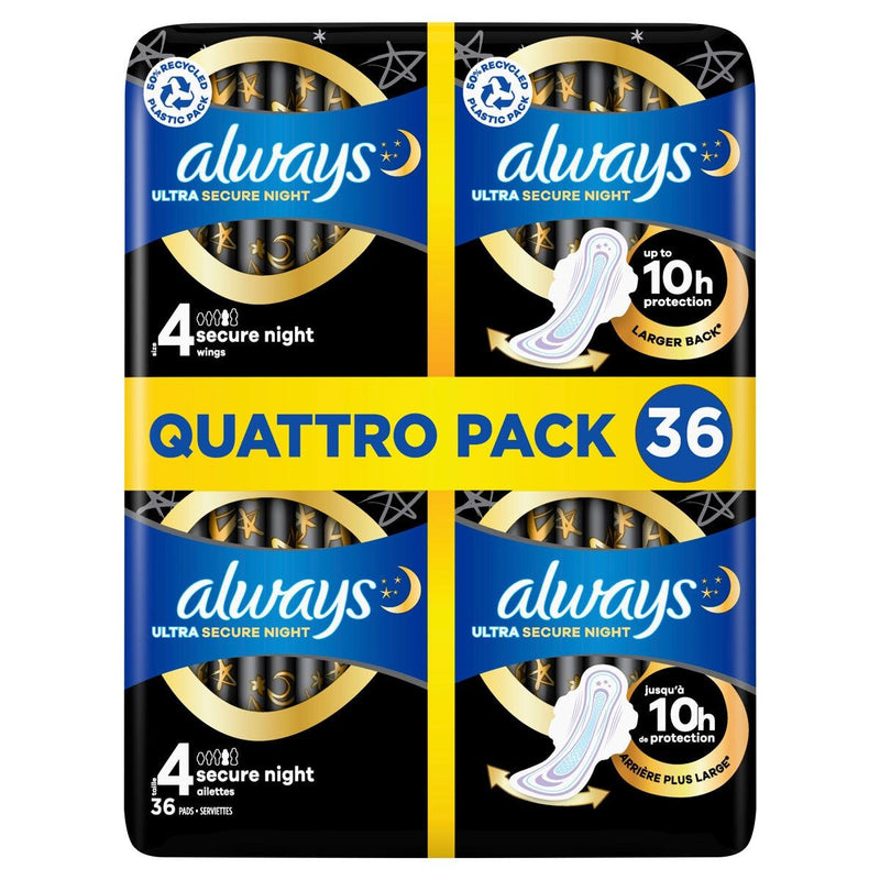 Always Ultra Night Quattro Packs, 36 Pack - McGrocer