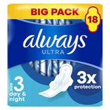 Always Ultra Sanitary Towels Day & Night (Size 3) Wings x18 Pads - McGrocer
