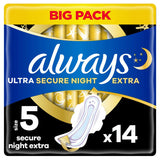 Always Ultra Sanitary Towels Secure Night Extra (Size 5) Wings X 14 Pads - McGrocer