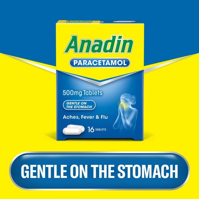 Anadin Paracetamol Pain Relief for Headaches Cold & Flu Tablets 16 16 per pack - McGrocer