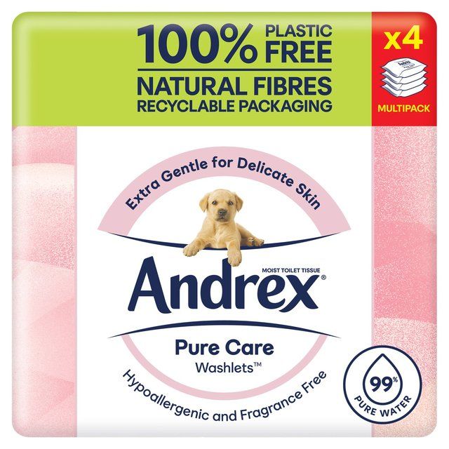 Andrex Pure Care Washlets Flushable Toilet Wipes Quad Pack   4 x 36 per pack - McGrocer