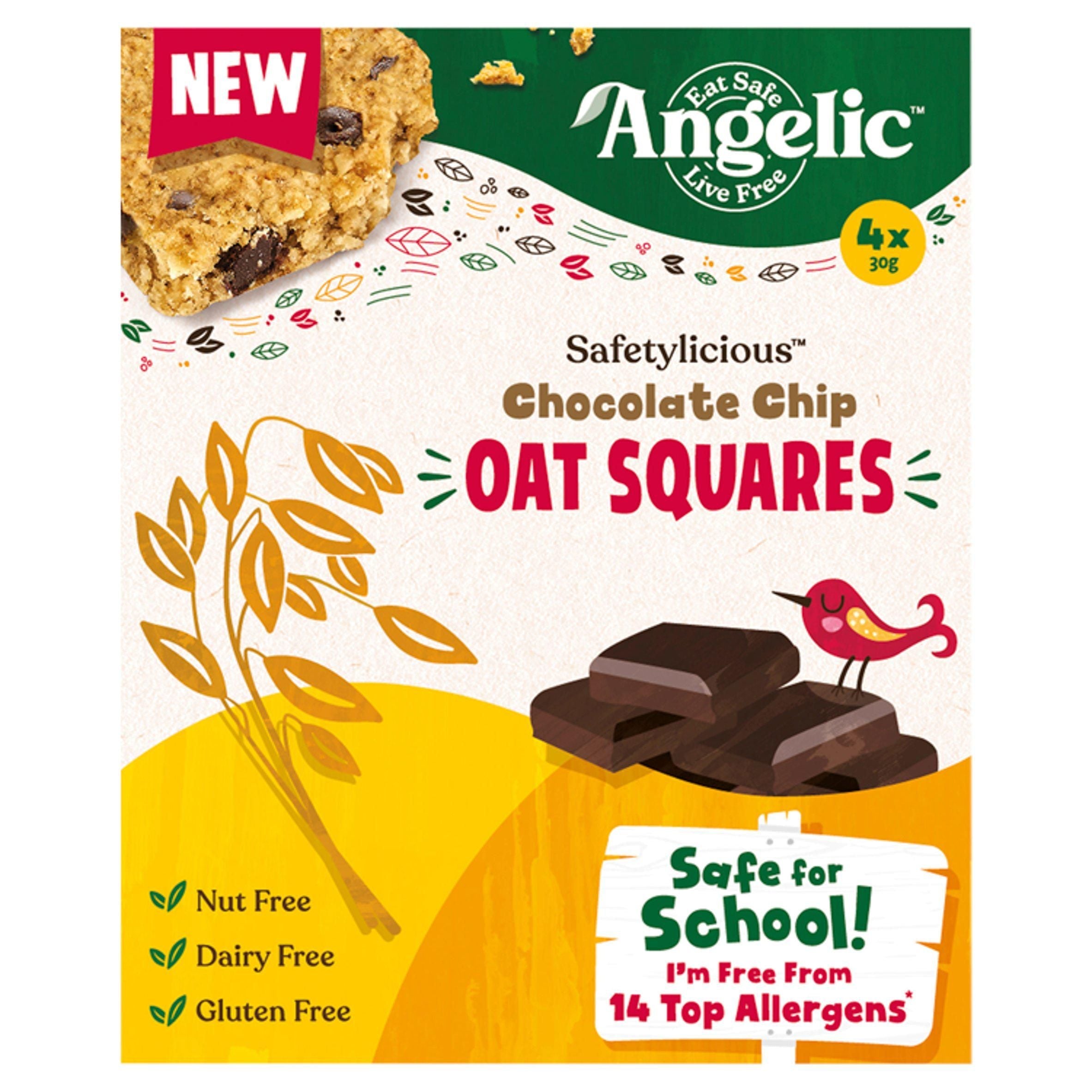 Angelic Free From Chocolate Chip Oat Squares Kids Snack 4x30g - McGrocer