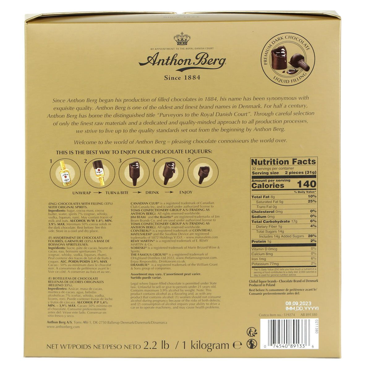 Anthon Berg Chocolate Liqueurs, 1kg - McGrocer