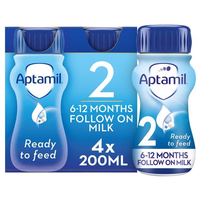 Aptamil 2 Follow On Formula Baby Milk Liquid 6-12 Months Multipack 4 x 200ml - McGrocer