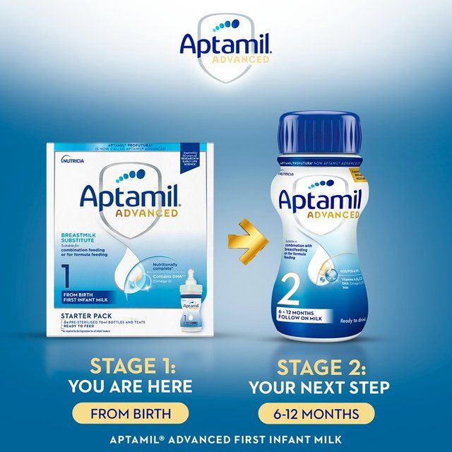 Aptamil Advanced 1 First Formula Baby Milk Liquid Starter Pack from Birth 6 x 70ml - McGrocer