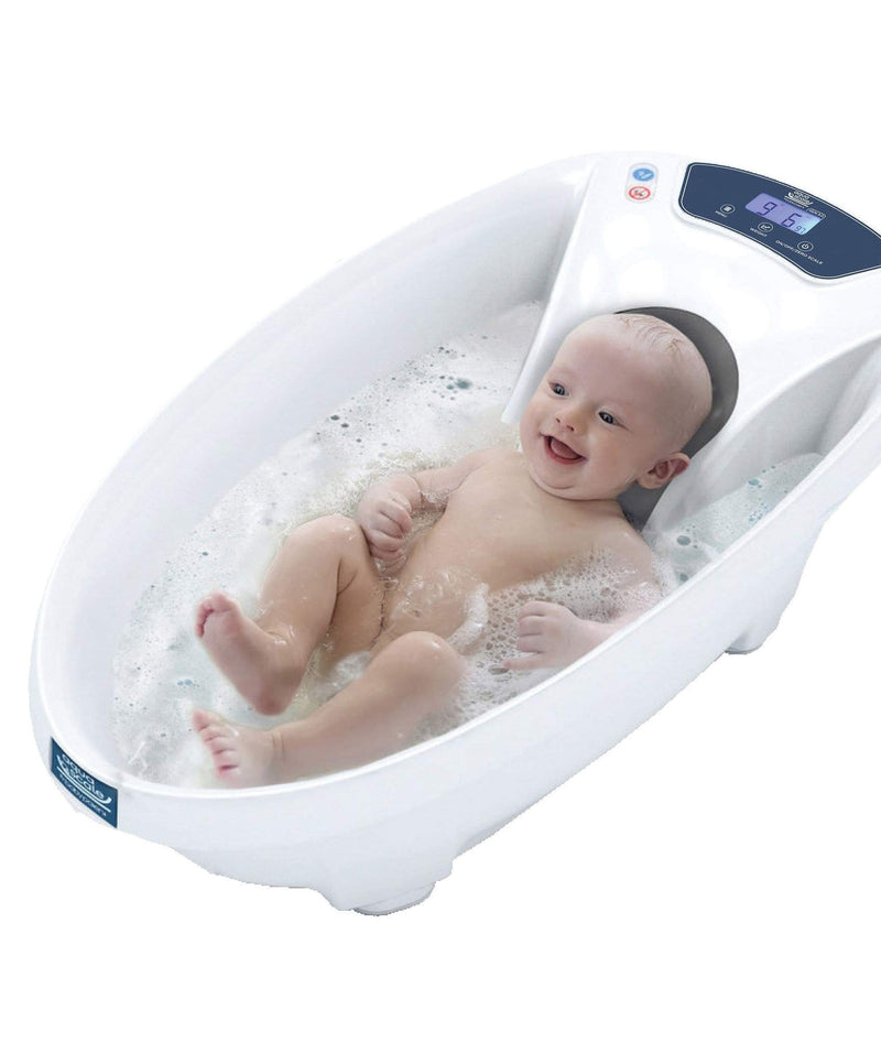 Aqua Scale V3 white baby bath with built-in scale, UK version