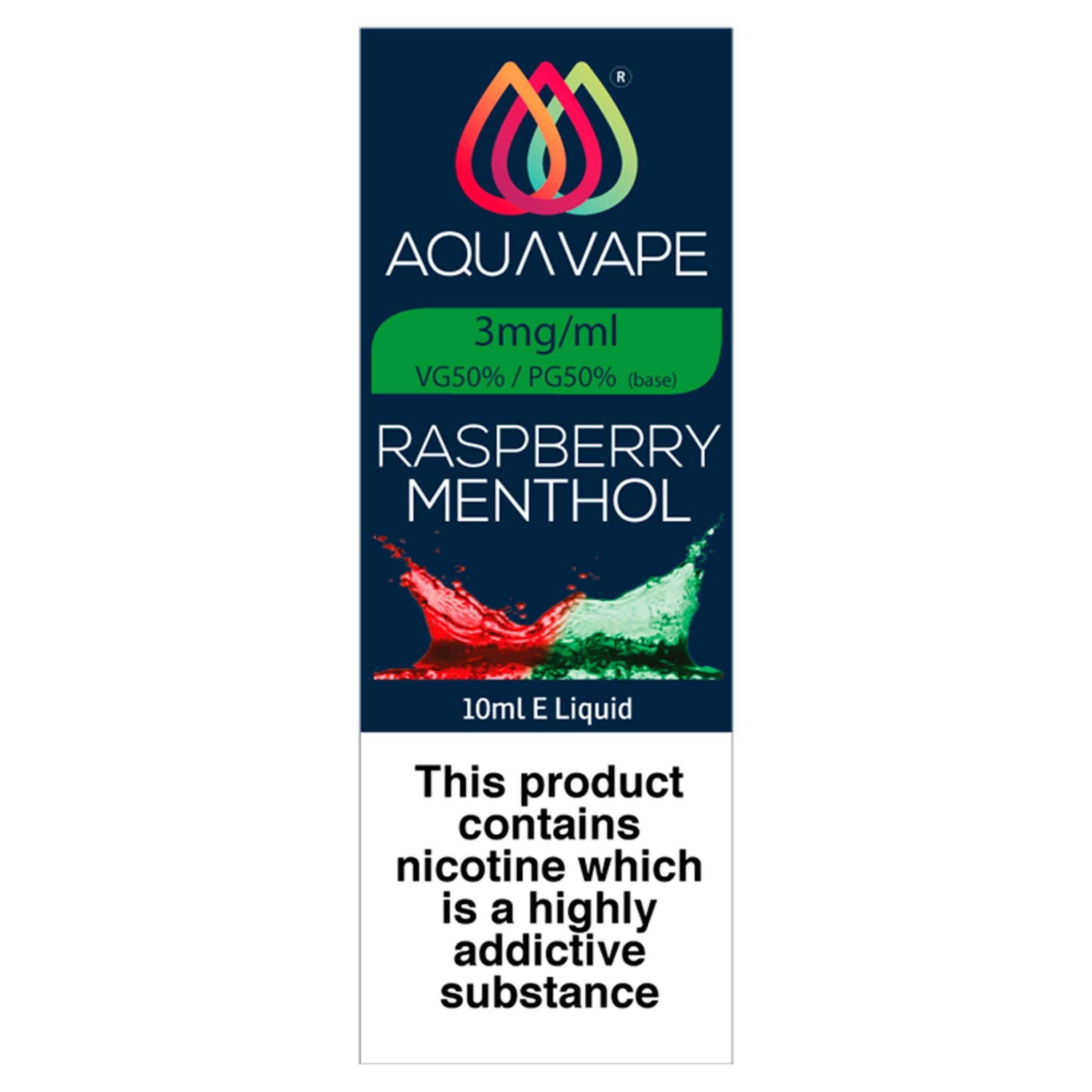 Aqua Vape Raspberry Menthol E-Liquid 3mg 10ml - McGrocer