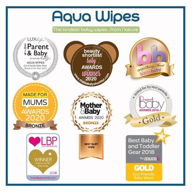 Aqua Wipes 100% Biodegradable Baby Wipes Jumbo Pack   12 x 64 per pack - McGrocer