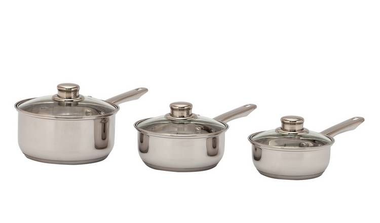 Argos Home 3 Piece Stainless Steel Pan Set - McGrocer