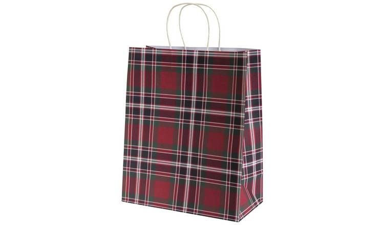 Argos Home Large Tartan Christmas Gift Bags - 4 Pack - McGrocer