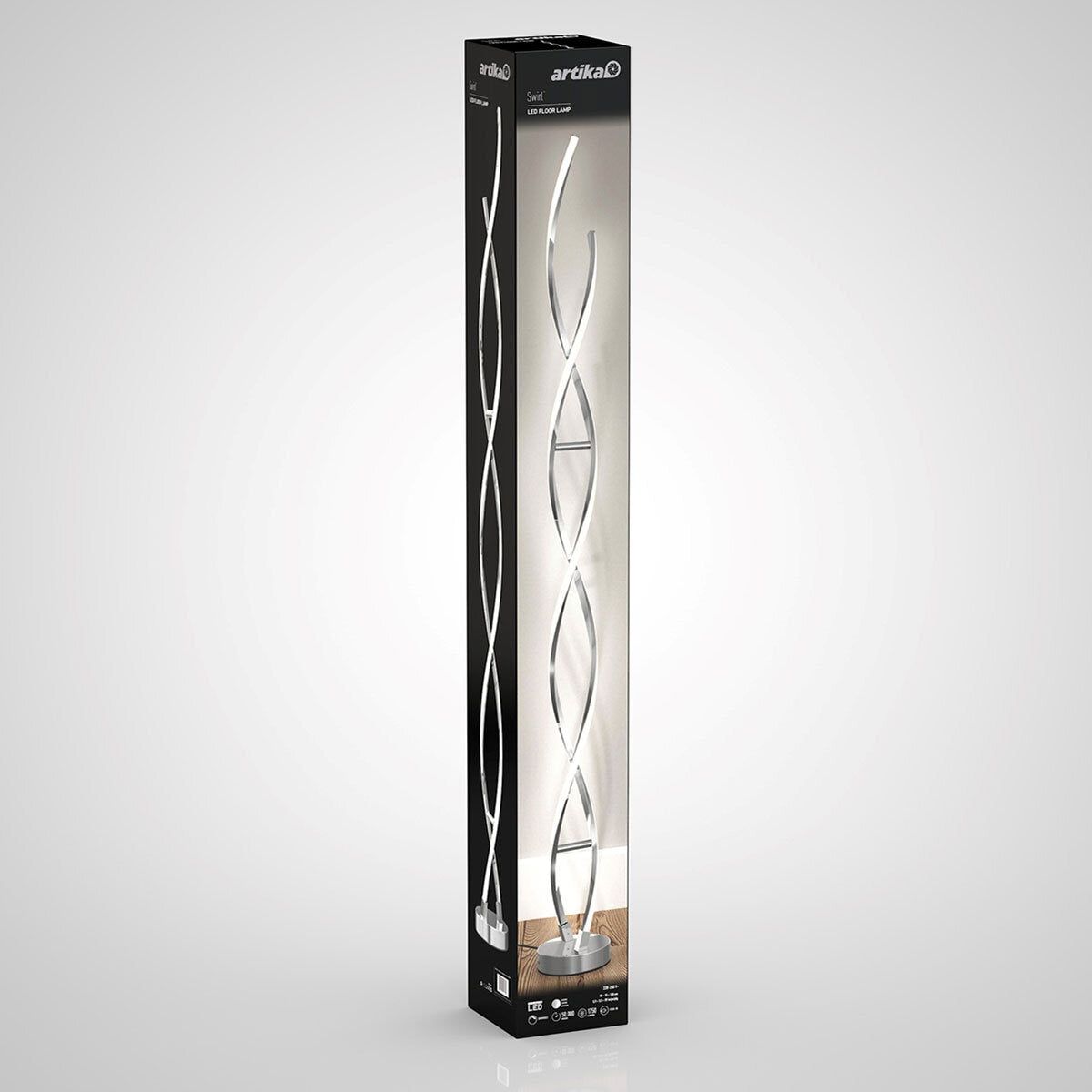 Artika Chrome Swirl LED Floor Lamp - McGrocer