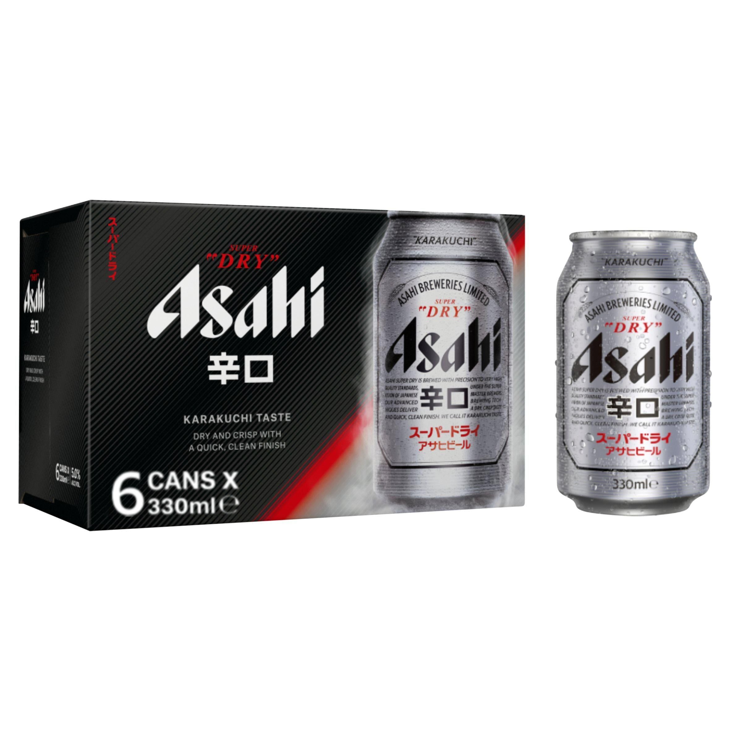 Asahi Super Dry Beer Lager Cans 6x330ml - McGrocer