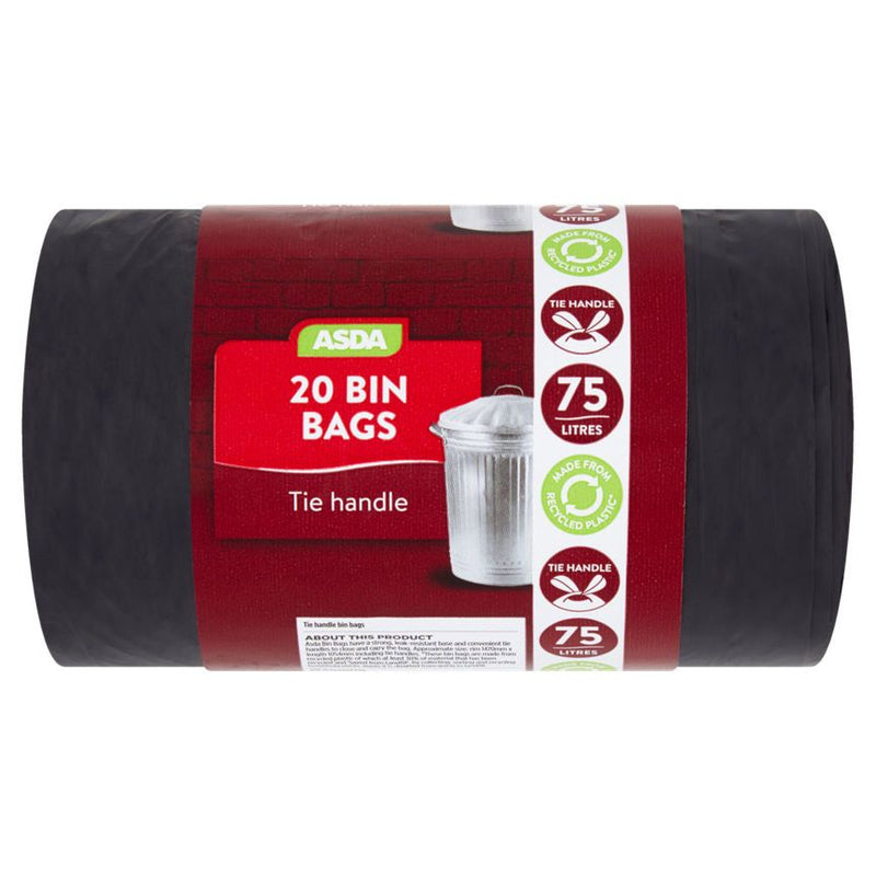 ASDA 20 Tie Handle Bin Bags 75 Litres - McGrocer