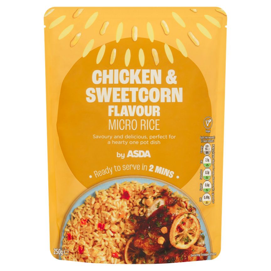 ASDA Chicken & Sweetcorn Flavour Micro Rice 250g - McGrocer