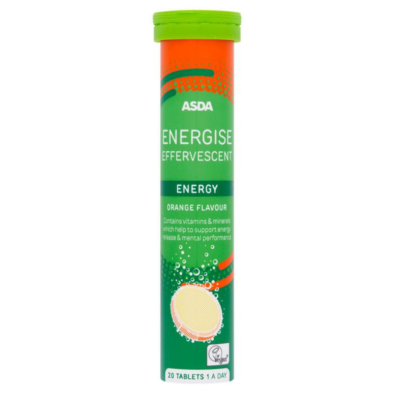 ASDA Energise Effervescent Energy Orange Flavour 1 A Day 20 Tablets - McGrocer