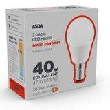 ASDA LED Round 40W Small Bayonet Lightbulb - McGrocer