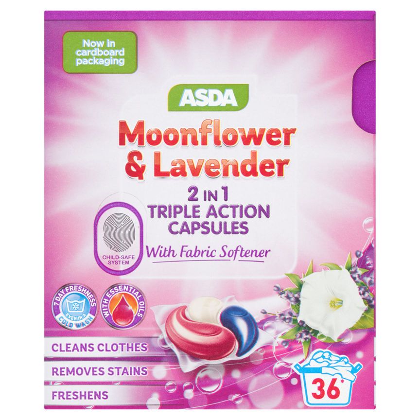 ASDA Moonflower & Lavender 2 in 1 Triple Action Capsules 36 x 13g (468g) - McGrocer