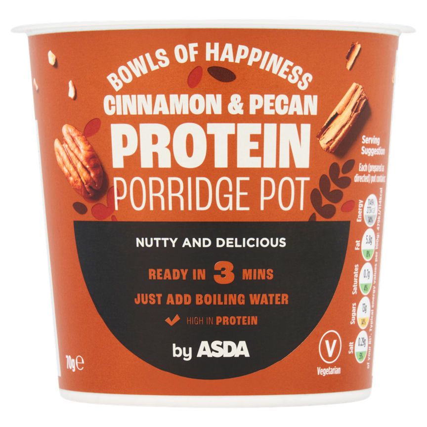 ASDA Protein Porridge Pot Cinnamon & Pecan 70g - McGrocer