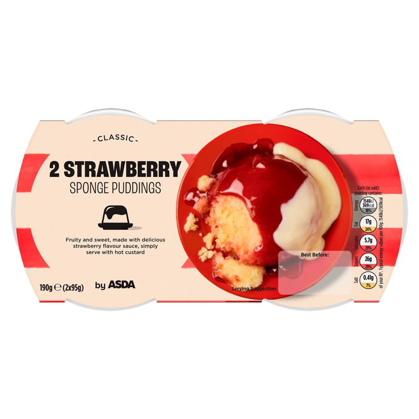 ASDA Strawberry Sponge Puddings 2x95g (190g) - McGrocer