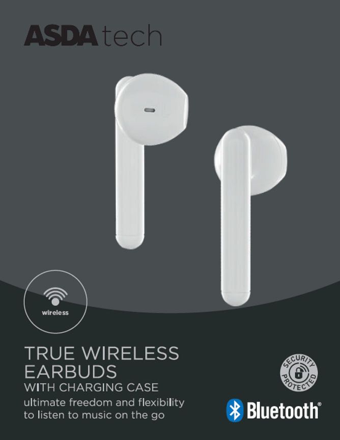 ASDA Tech True Wireless Earphones - White - McGrocer